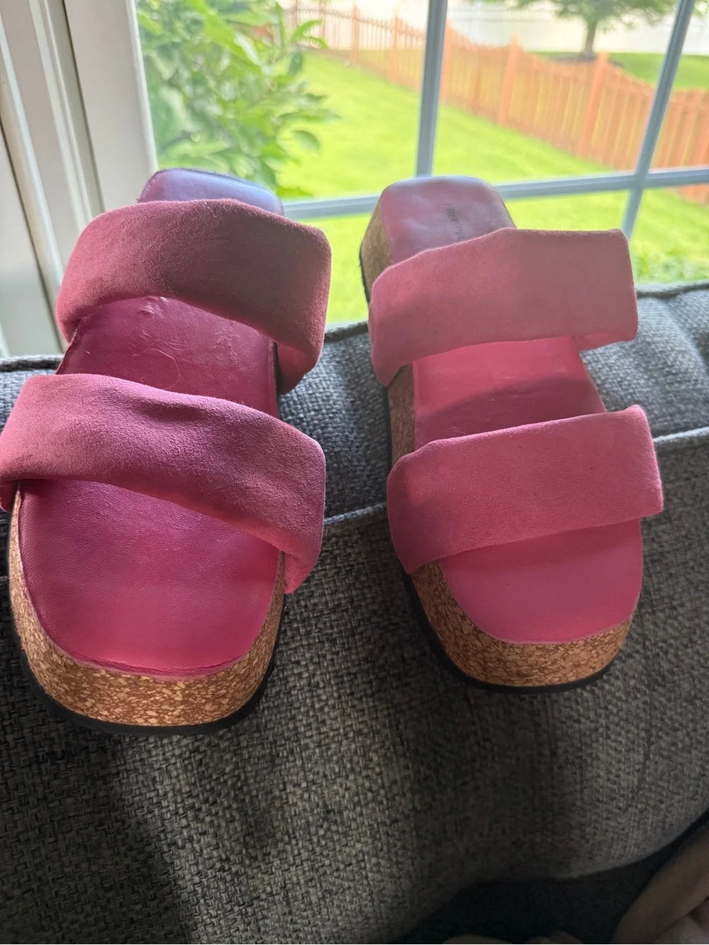 Free People Fairmont platform sandals-vibrant watermelon pink suede, nwot,sz 7.5